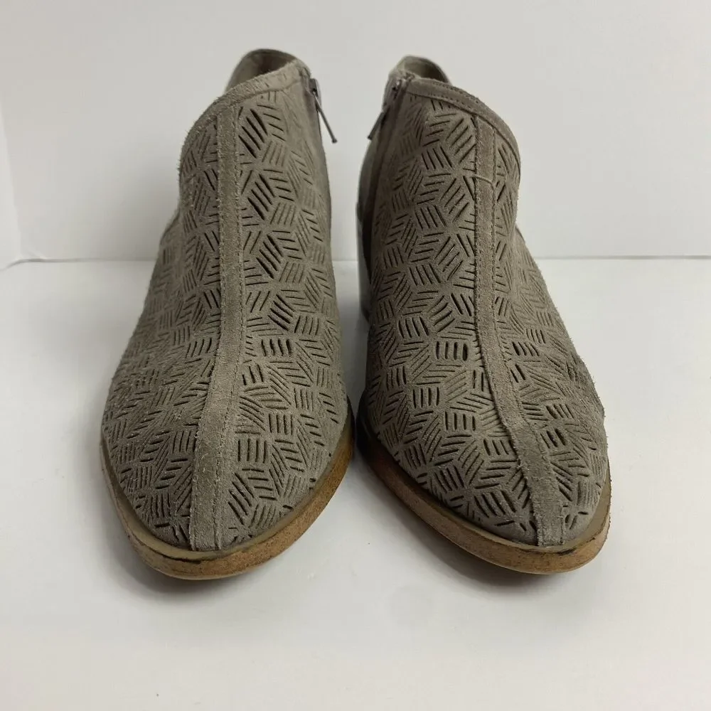 1. State Womens Size 8.5 Iddah Ankle Boots Gray Laser Cut Out Chunky Block Heel‎